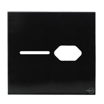 Placa p/ 1 Interruptor + Tomada 4x4 - Novara Glass Preto Brilhante 